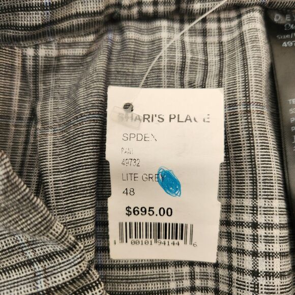 Sharis Place Pants Womens Size Italy 48 Gray Black White Plaid Cuffed Pockets - Picture 13 of 16